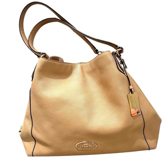 Coach Edie Pebbled Leather Shoulder Bag Tea Rose Stone - Picture 1 of 16